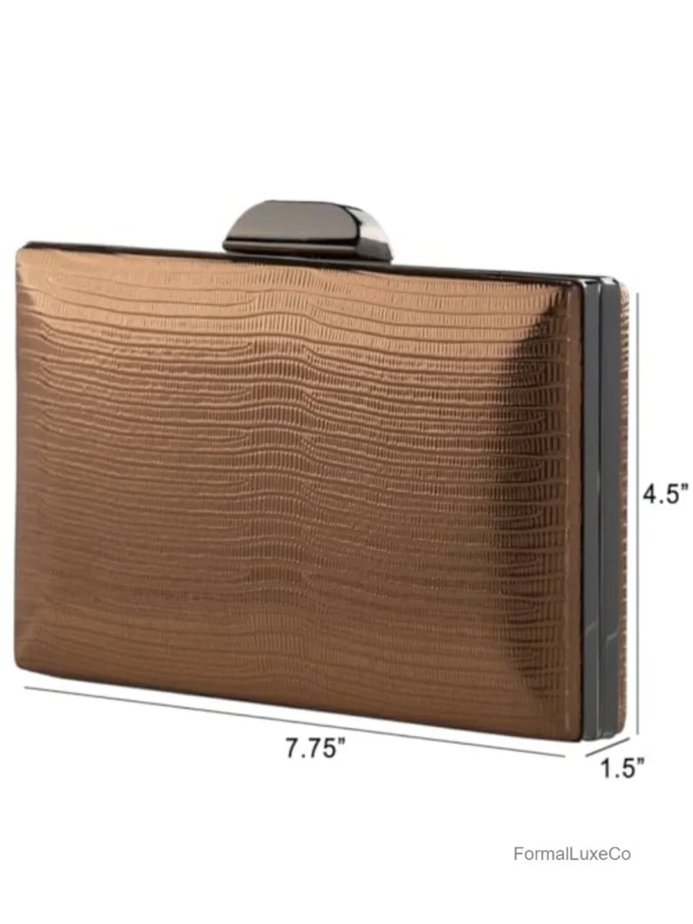 Metallic Hard Case Evening Party Clutch with Crossbody Chain